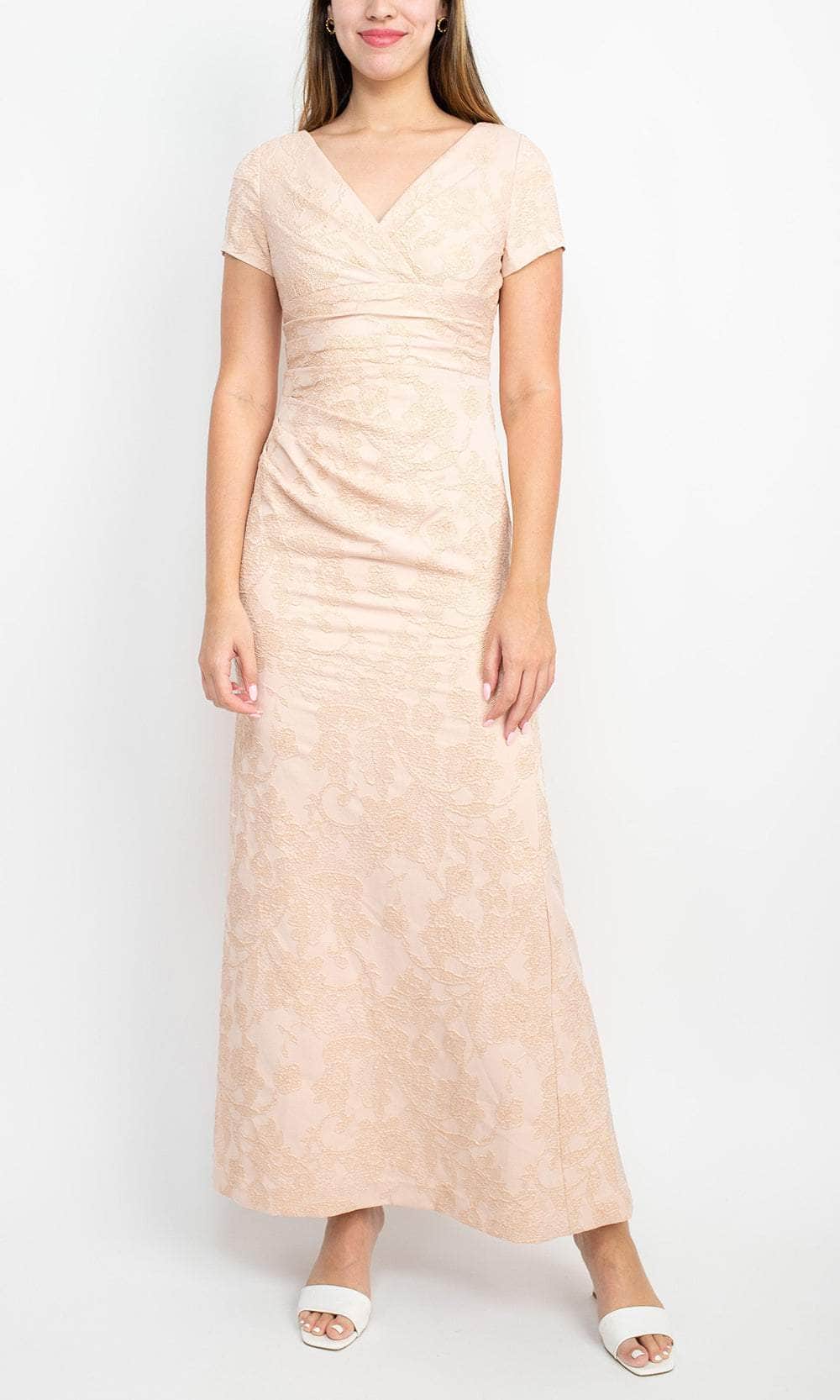 V-Neck Ruched Evening Gown