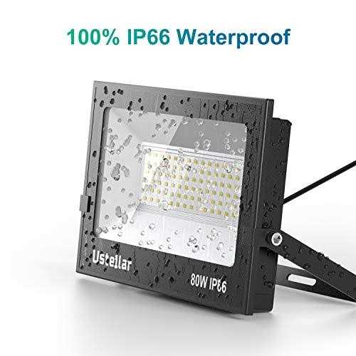 Ustellar 3 Pack 80W Led Flood Lights Outdoor Bright 24000LM Security Lights Outside Lamp IP66 Waterproof 5000k Daylight