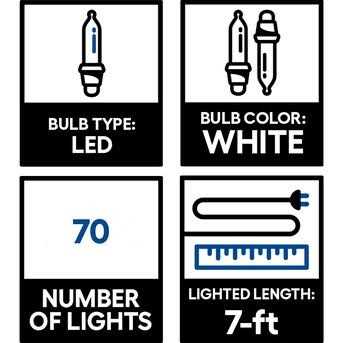 70 5mm White LED Icicle Lights