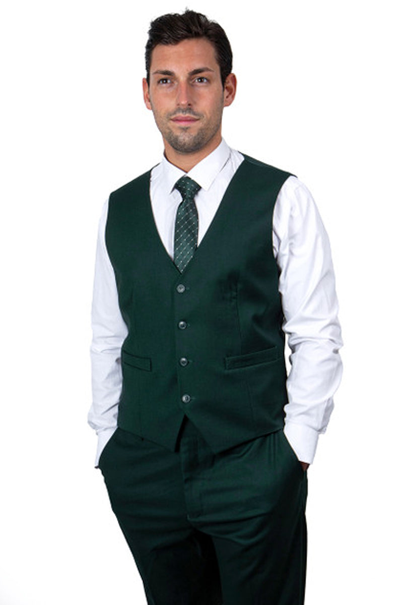 Men’s Two Button Vested Stacy Adams Basic Suit in Hunter Green