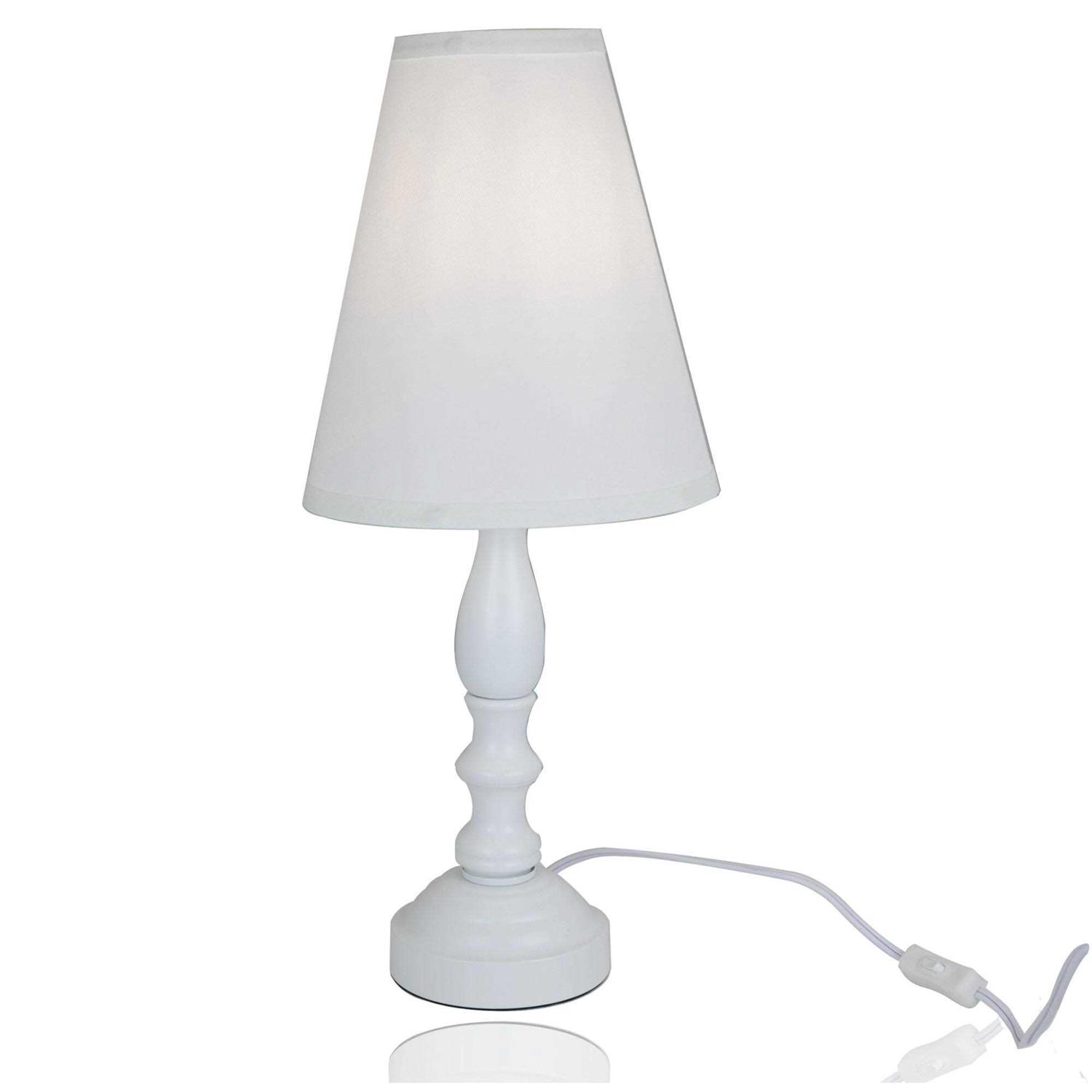 Bedside Table Lamp / Bedroom Light with Fabric Bell Shade
