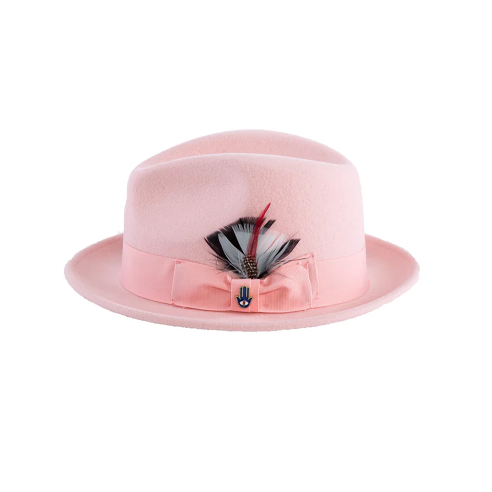 Mens Narrow Brim Crushable Wool Dress Hat Trilby Fedora in Pink