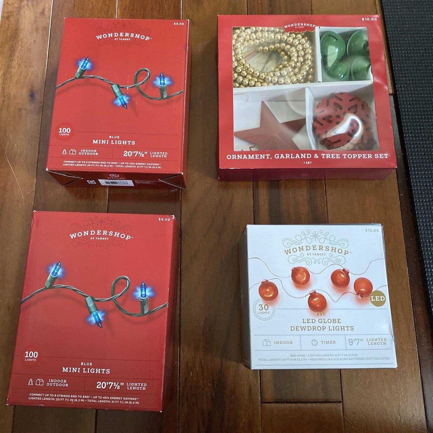 Wondershop 100ct Incandescent Smooth Mini Christmas String Lights Blue with Green Wire