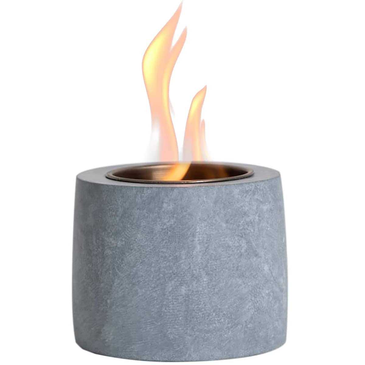 Table Top Fire Pit Bowl Concrete Tabletop Fireplace Indoor Outdoor Decor Portable Mini Rubbing Alcohol Burner Smores Maker for Patio Balcony