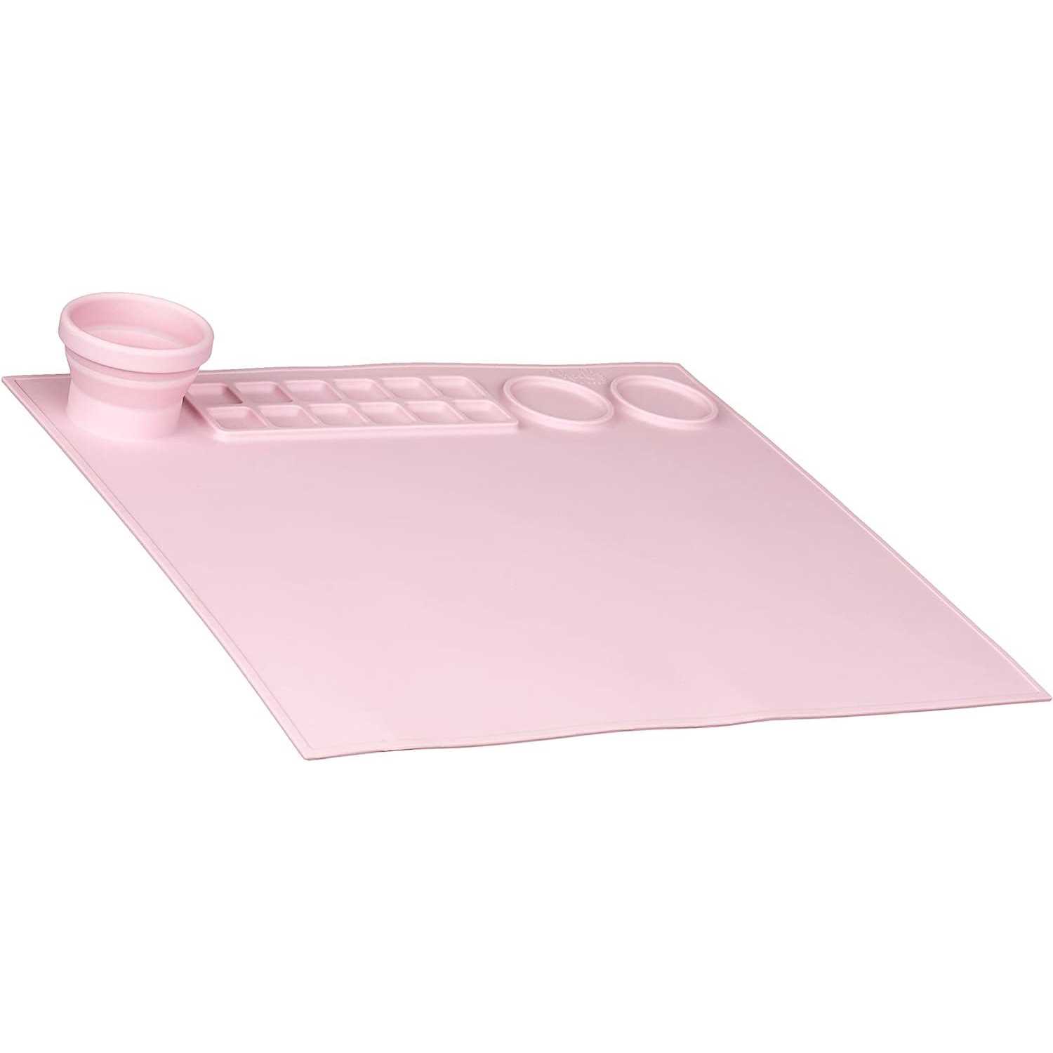 Cheek’s Paper Room-Creator Silicone Craft Mat for Painting and Crafts Large Mat with Collapsible Paint Brush Cleaner for Painting