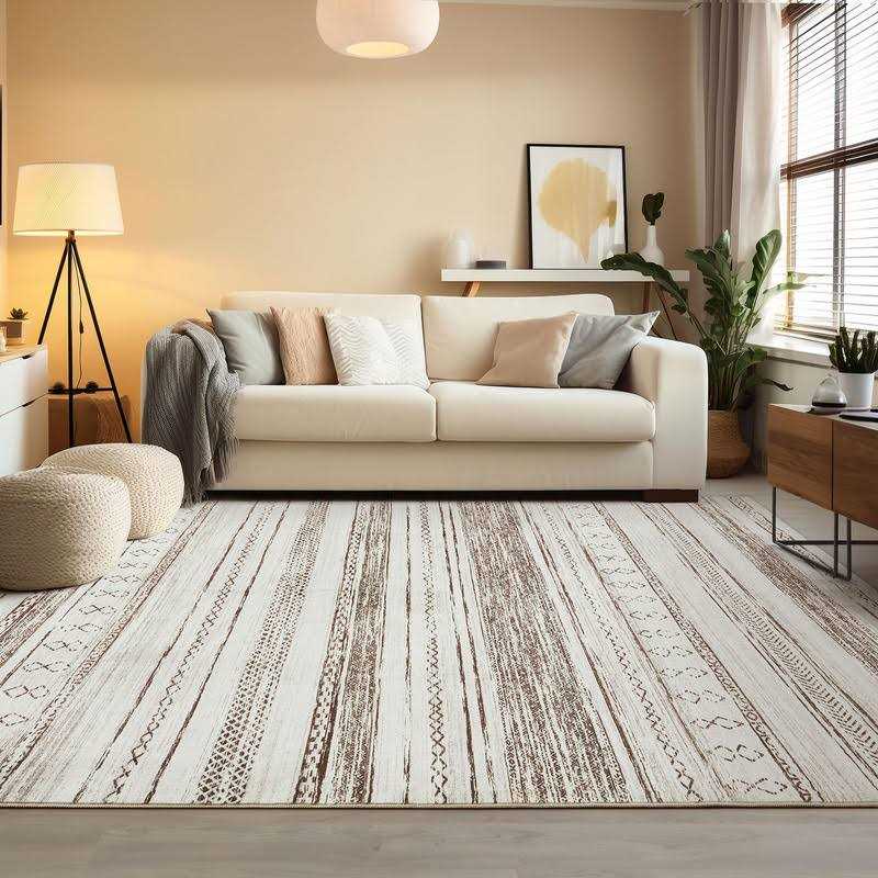 Area Rug Living Room Rugs Washable Large Soft Neutral Boho Moroccan Bohemian Farmhouse Rug Indoor Floor Carpet for Bedroom Under Dining Table