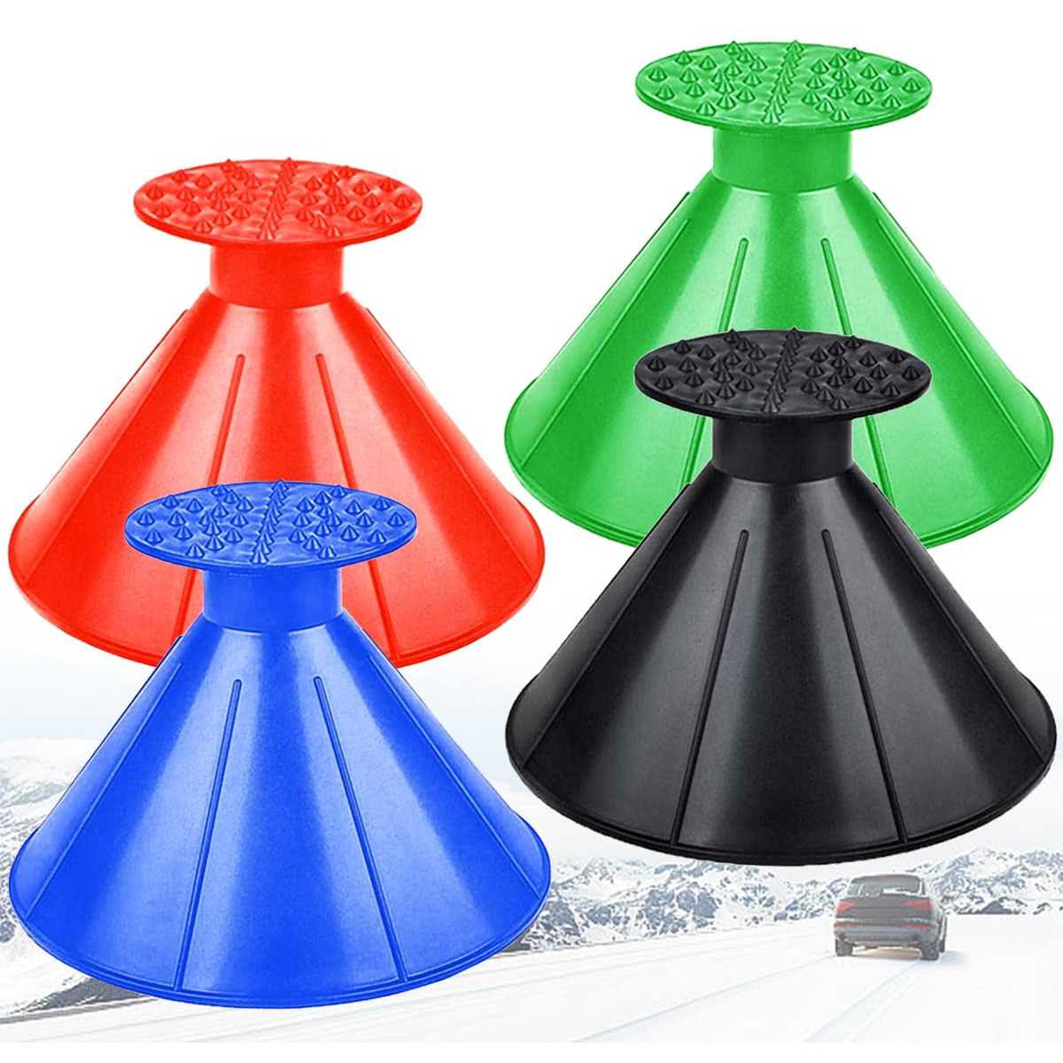 Car Ice Scraper,Magical Ice Scrapers for Car Windshield,Snow Scraper,4 Pcs Portable Multifunctional Snow Remover Wiper,Upgrade 2-in-1 Refueling and