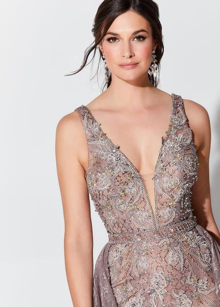 119D56 Embroidered Gown with Train