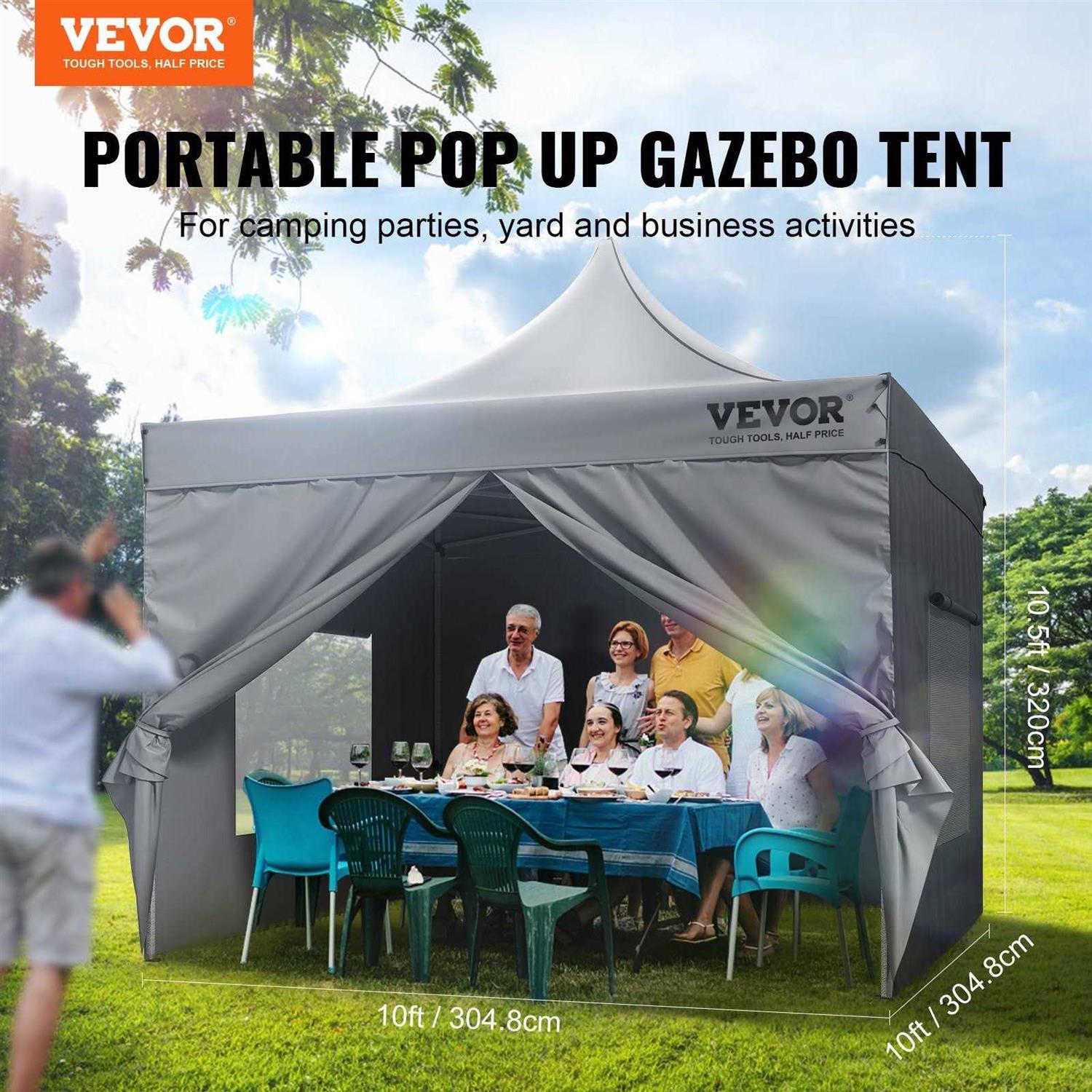 VEVOR Pop up Canopy Tent Outdoor Gazebo Tent with Sidewalls & Bag
