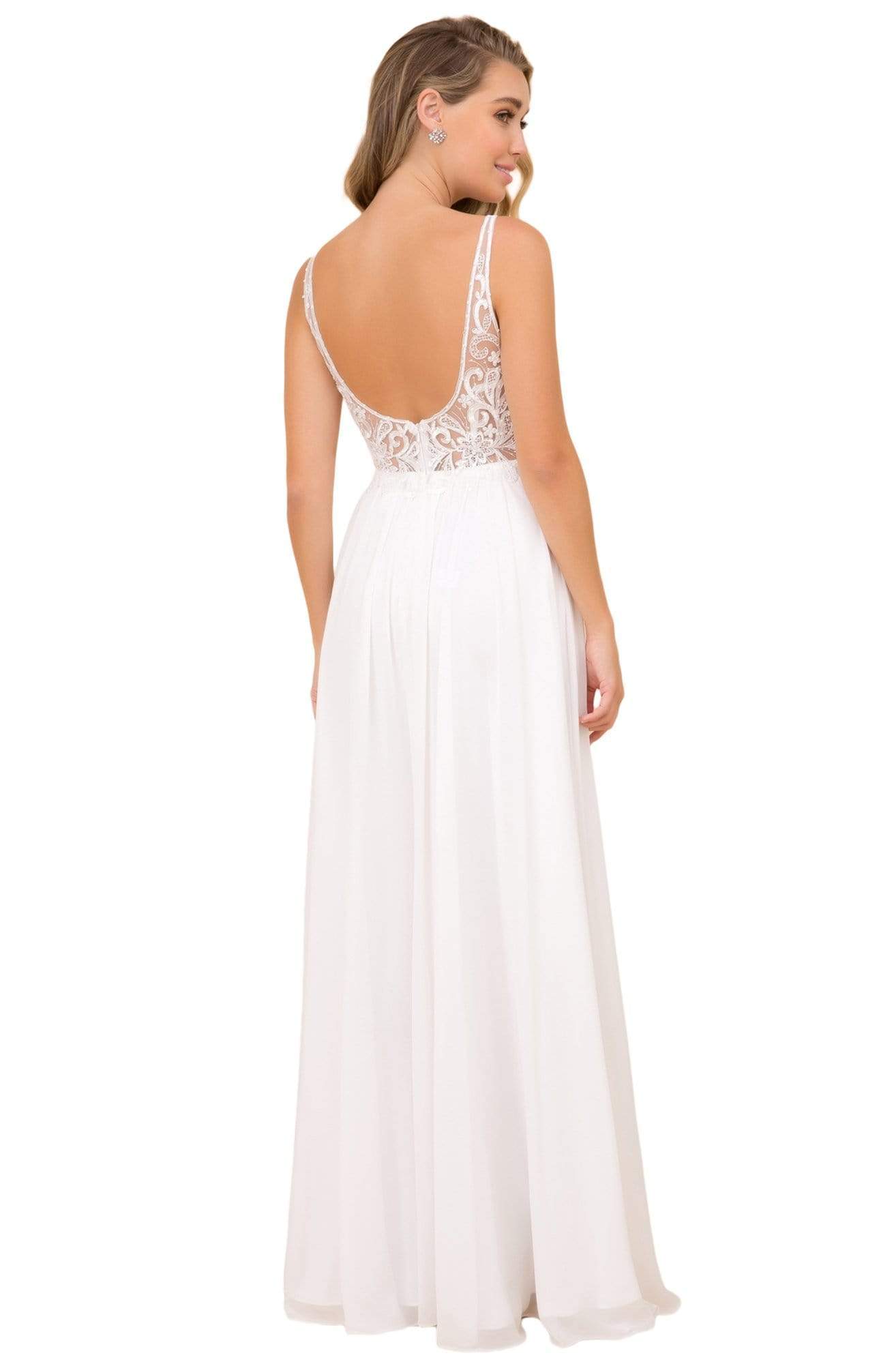 Y299 Sleeveless Beaded Lace Applique Bodice A-Line Gown