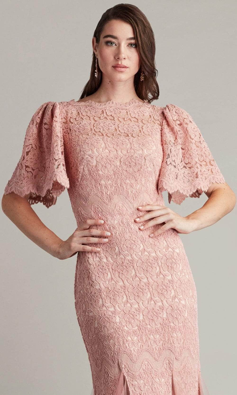 Flounce Short Sleeve Embroidered Long Gown