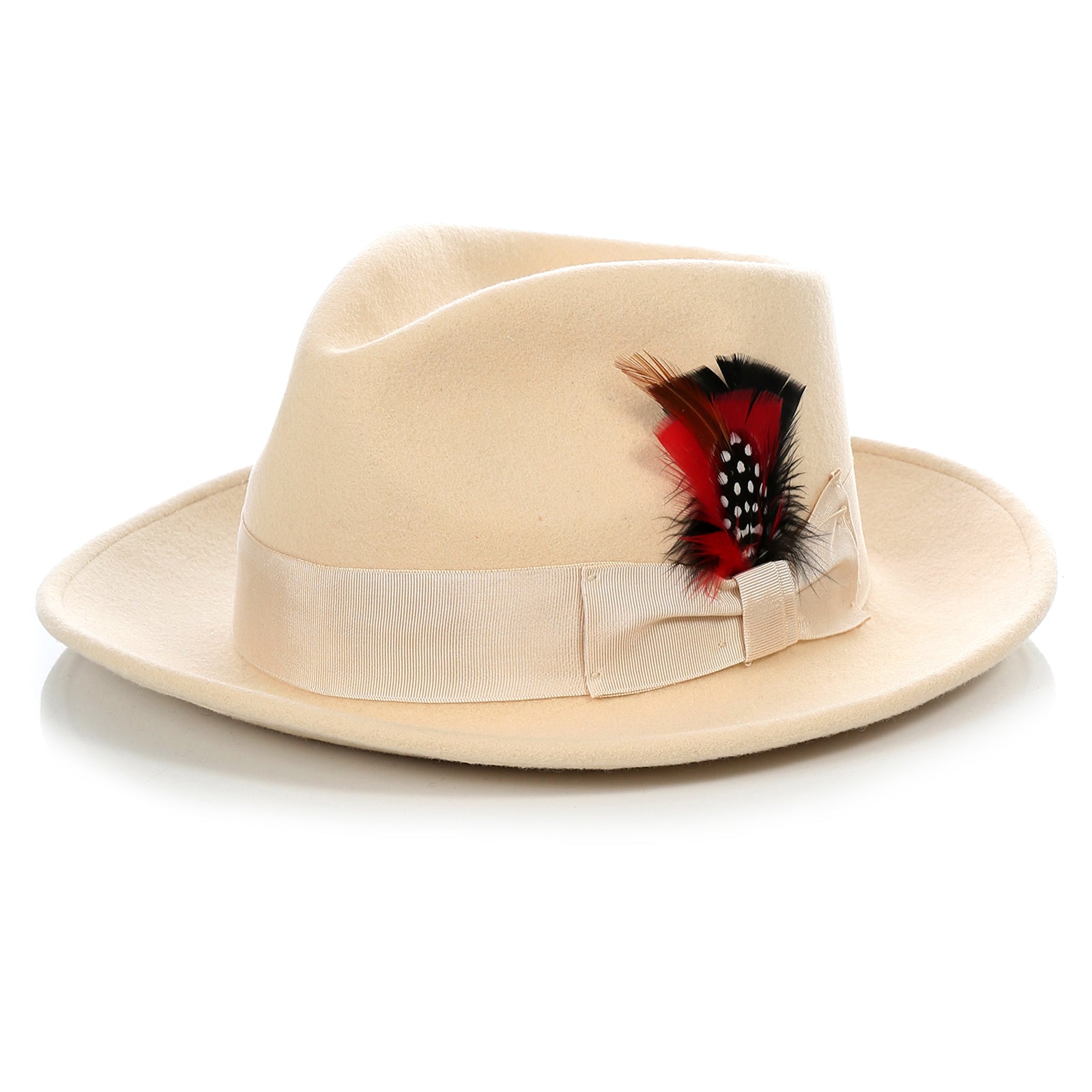 Mens Classic Wool Fedora Dress Hat in Tan