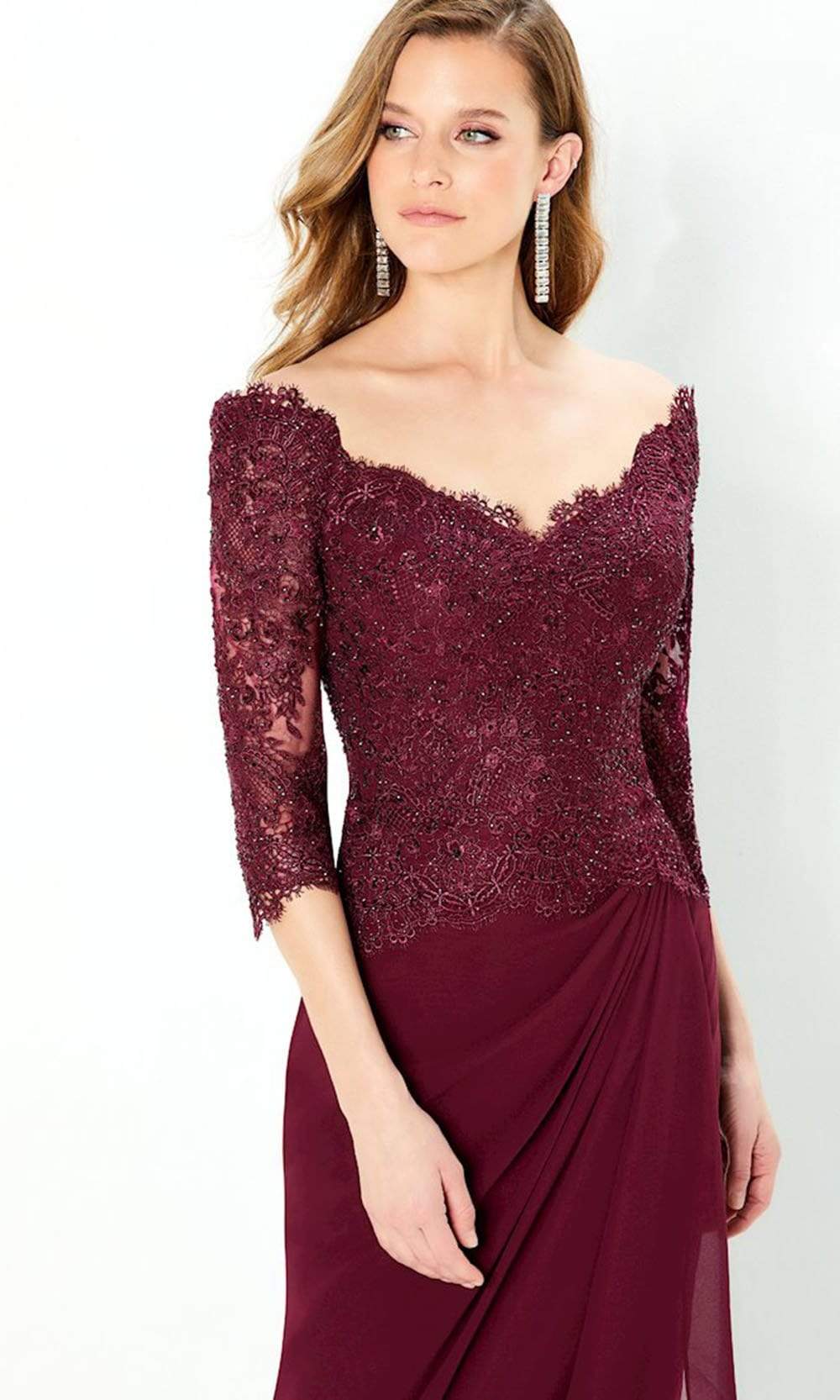 220942 Beaded Quarter-Length Dress