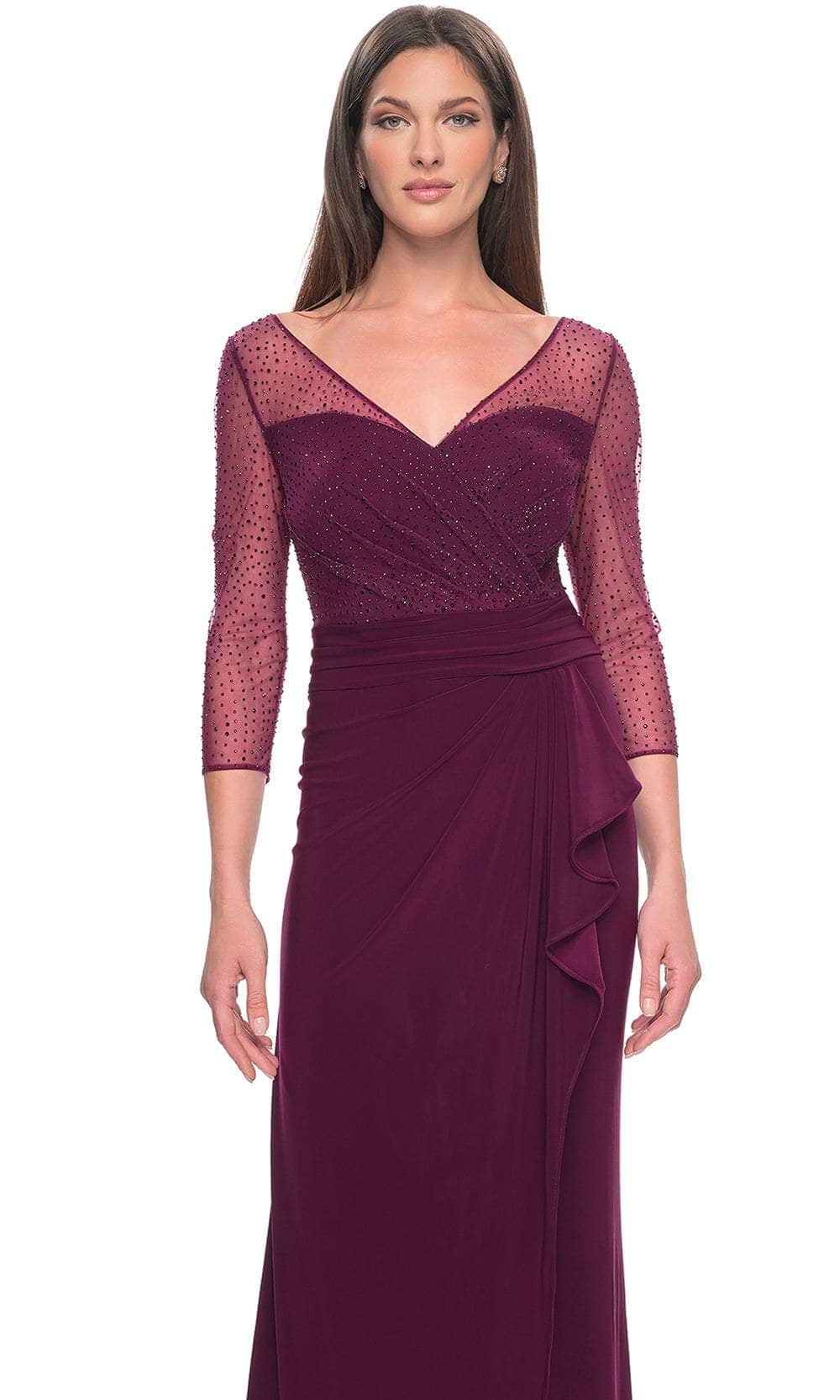 Illusion V-Neck Rhinestone Formal Dress