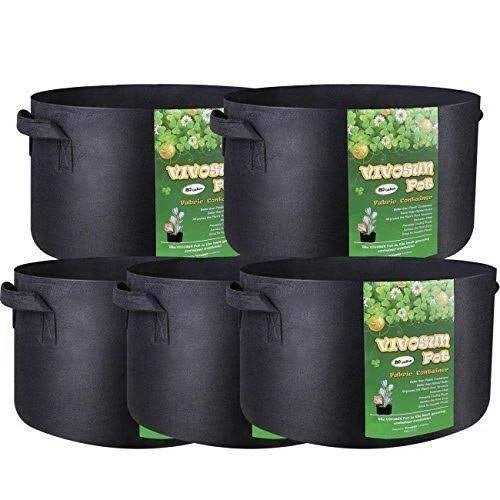 VIVOSUN 5-Pack 5 Gallon Grow Bags Plant Fabric Handles