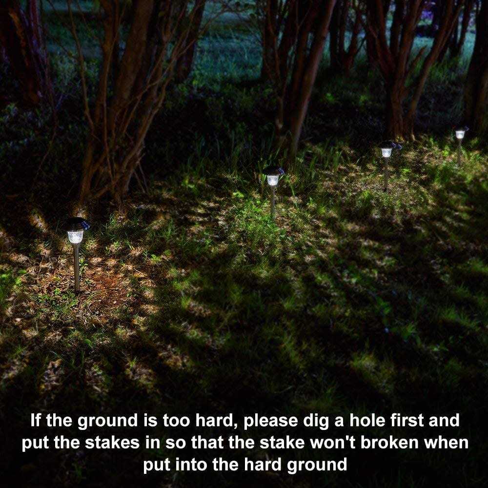 BEAU JARDIN Solar Pathway Lights Waterproof Lights Supper Bright Up to 12 Hrs,Stainless Steel Auto On/Off Solar Powered