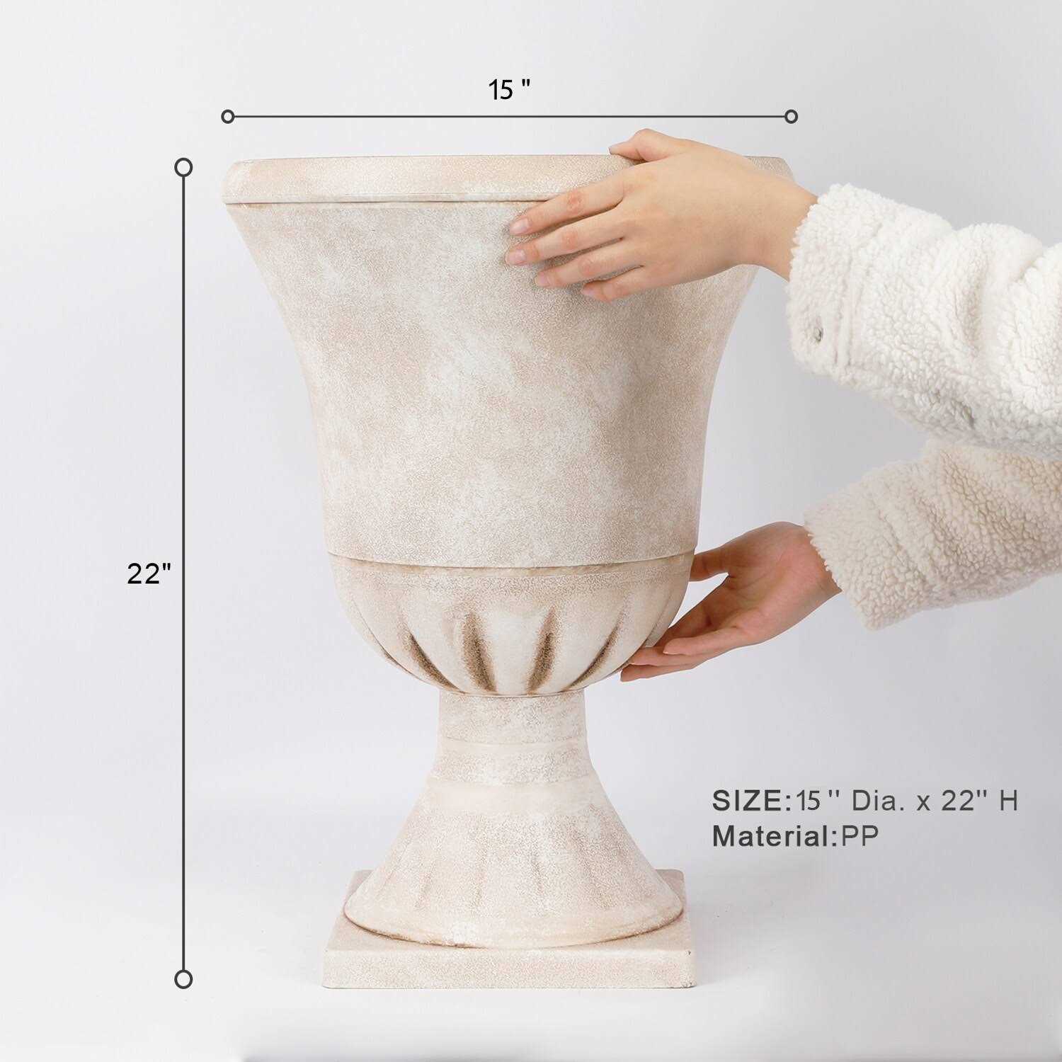 Worth Garden 15 in. x 22 Plastic Urn Planter
