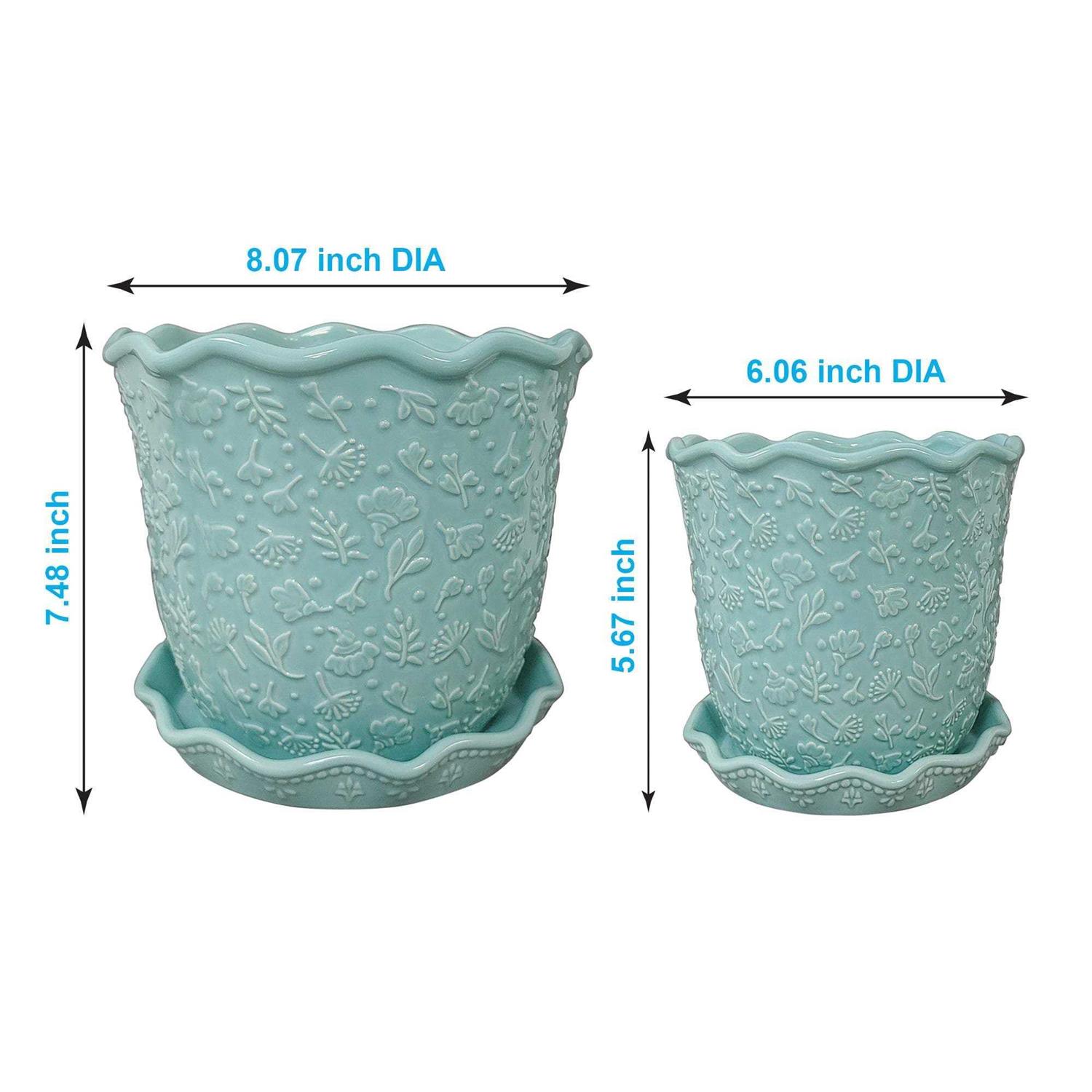 The Pioneer Woman Embossed Daisy Teal Planter