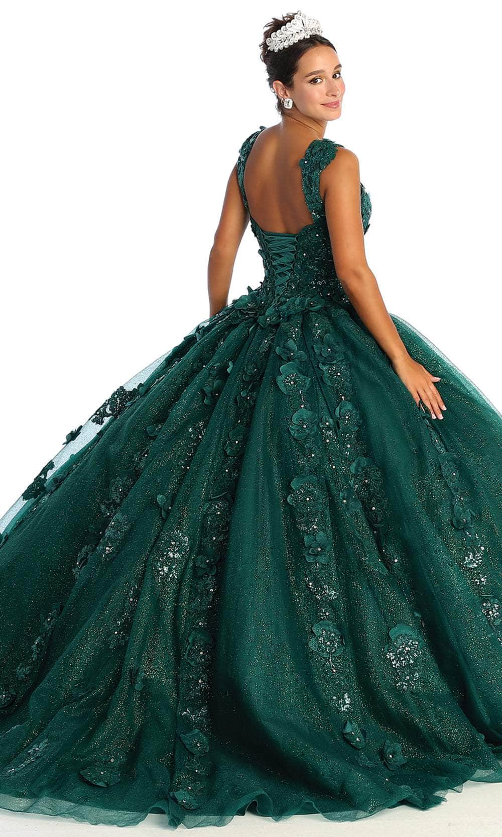 Wide Strap Floral Glitter Ballgown