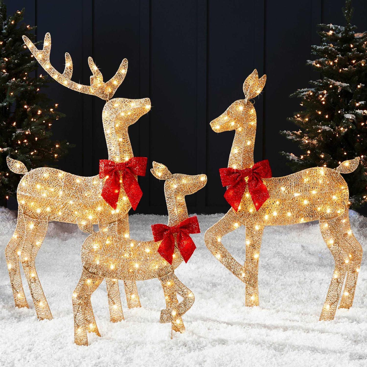 Best Choice Products 4ft 3-Piece Lighted 2D Christmas Deer Set Outdoor Yard Decoration w/ 175 LED Lights
