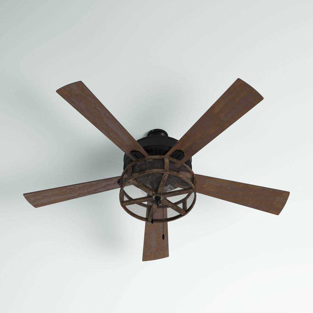 52 Milly 5 Blade Caged Ceiling Fan with Pull Chain and Light Kit Included Steelside Accessories