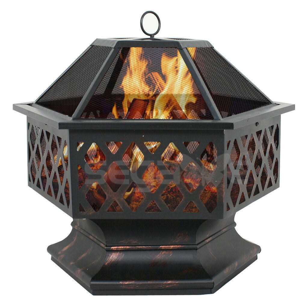 F2c Hex-shaped Fire Pit with Fire Picker for Garden 24 Inch Wood Burning Bonfire Firebowl Outdoor Portable Steel Firepit with Flame-retardant Mesh Outdoor-Patio-Fire-Pit