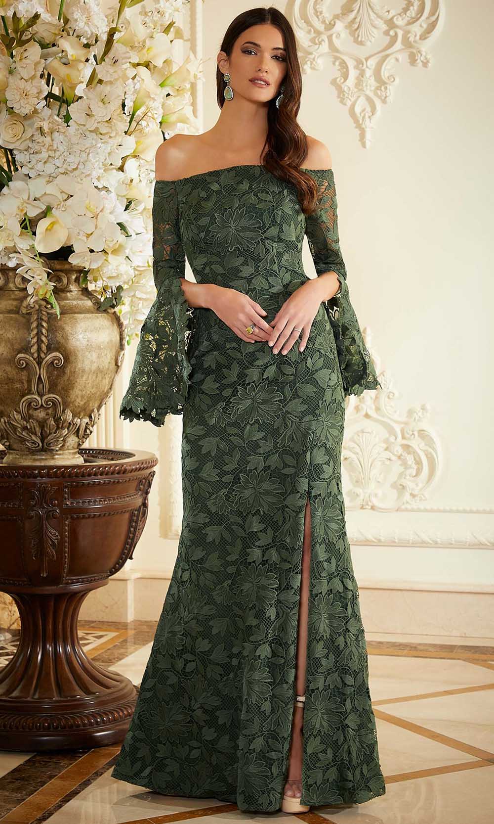 Bell Sleeve Venice Lace Evening Gown