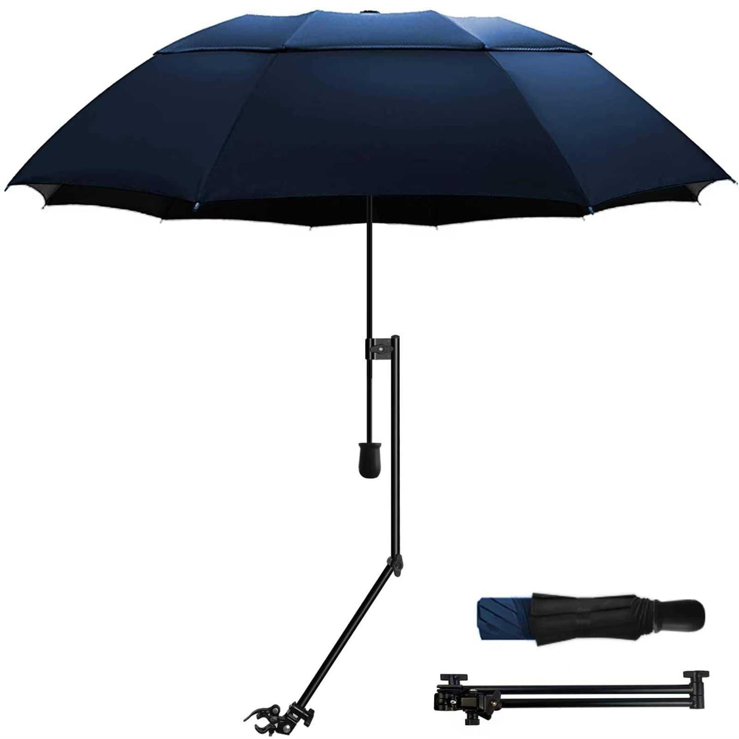HOBVO UPF 50+ Golf Umbrella with Adjustable Universal Clamp Portable Umbrellas for Rain