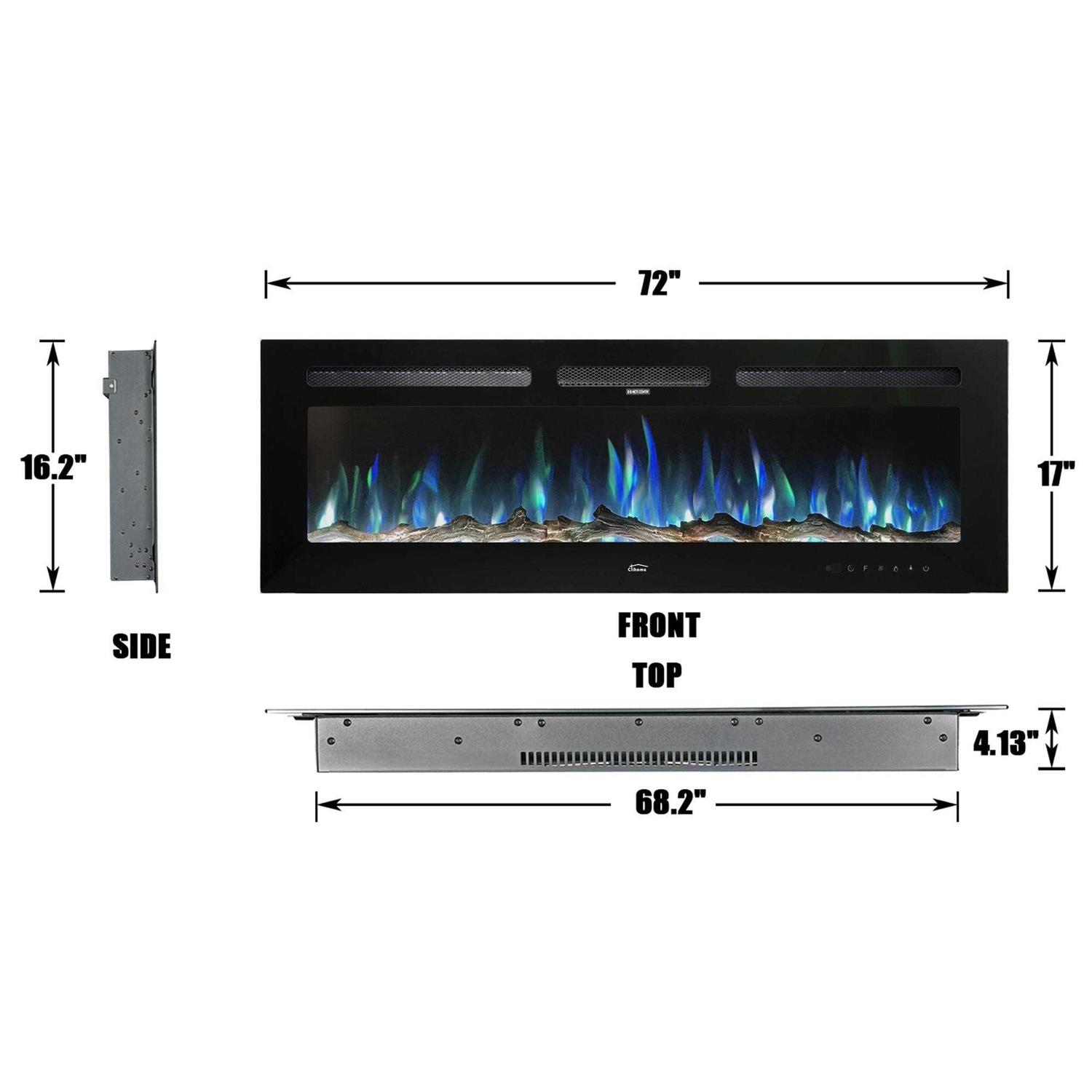 Clihome 72&” Inserted & Wall-Mounted Electric Fireplace
