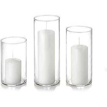 Yummi Candles set slim pillar candles and cylinder vases