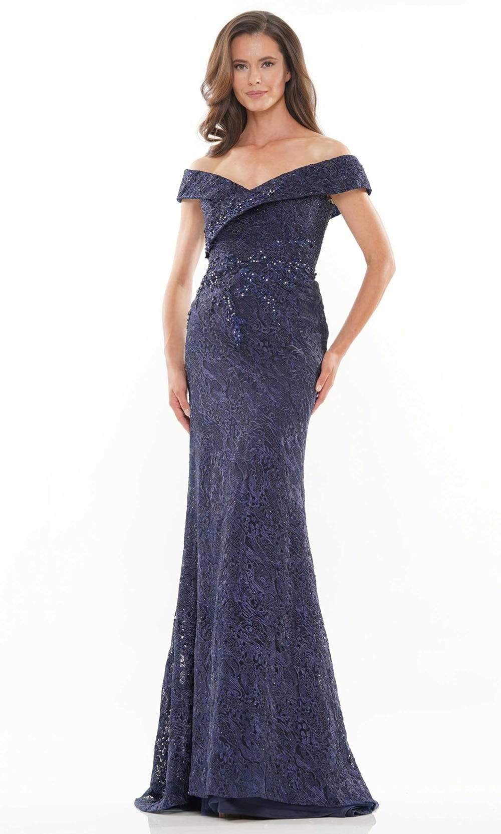RD2740 Off Shoulder Ornate Lace Gown