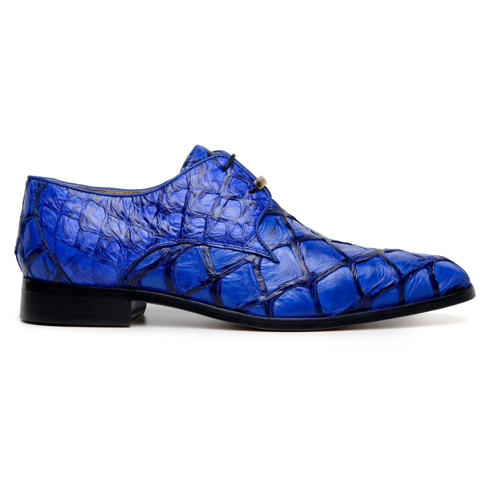 Men’s Belvedere Renzo Genuine Pirarucu Lace Up Derby Dress Shoe in Royal Blue