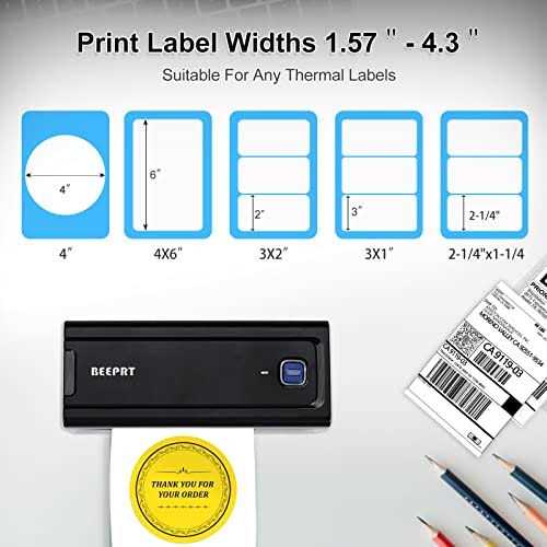 Beeprt Bluetooth Shipping Label Printer Wireless 4×6 Thermal Label Printer for Shipping Packages