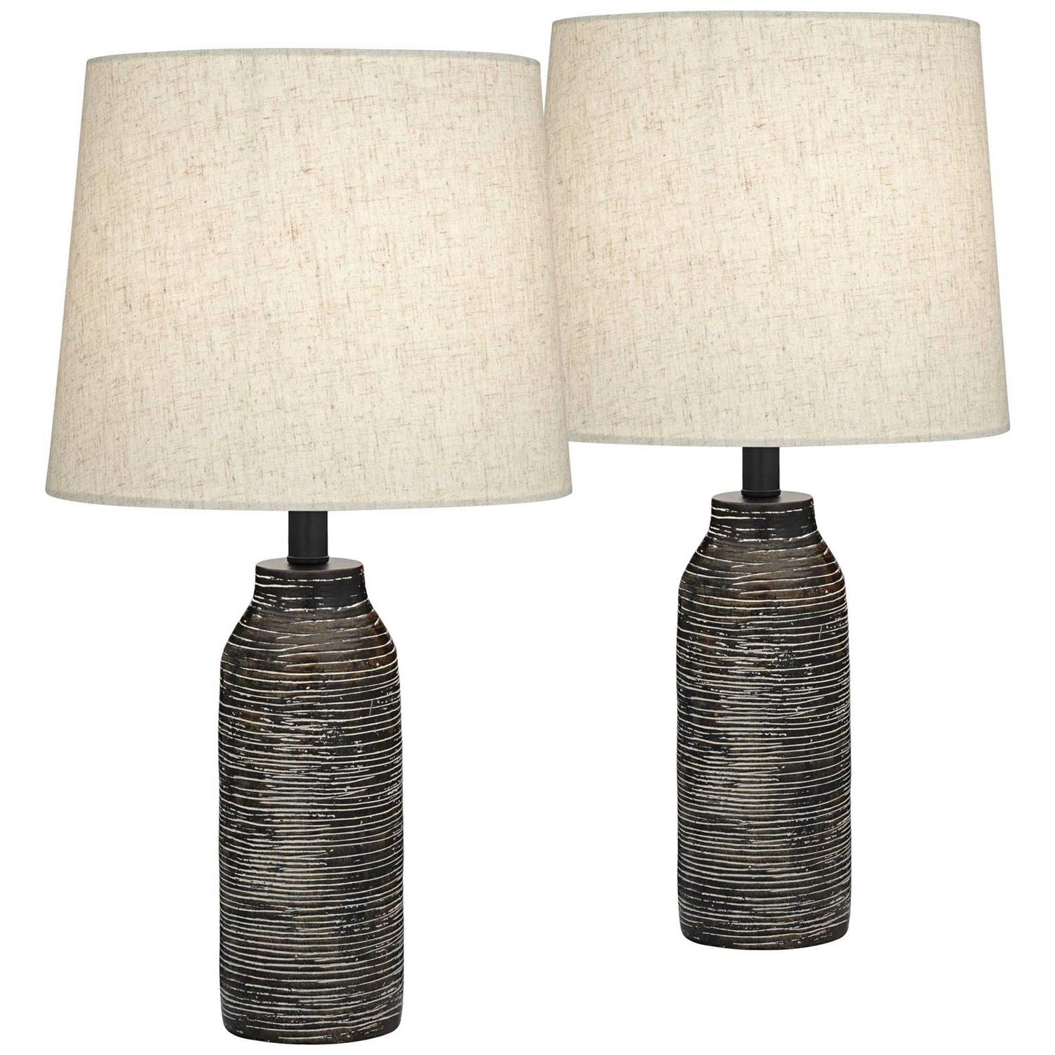 360 Lighting 24 High Mid Century Modern Farmhouse Rustic Table Lamps Set of 2
