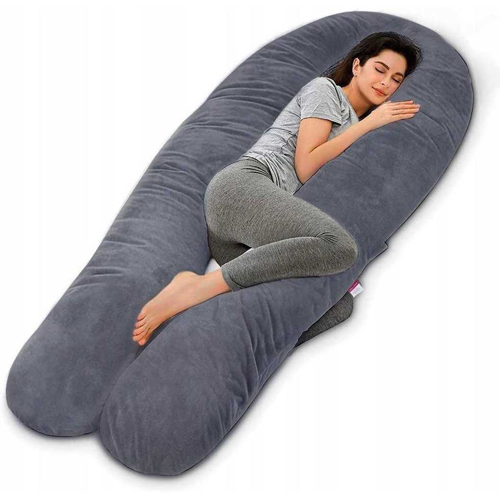 Wndy’s Dream 60 Pregnancy Pillow Velvet Cover, Side J Type Full-Body Pillow for Back, Legs and Belly Support