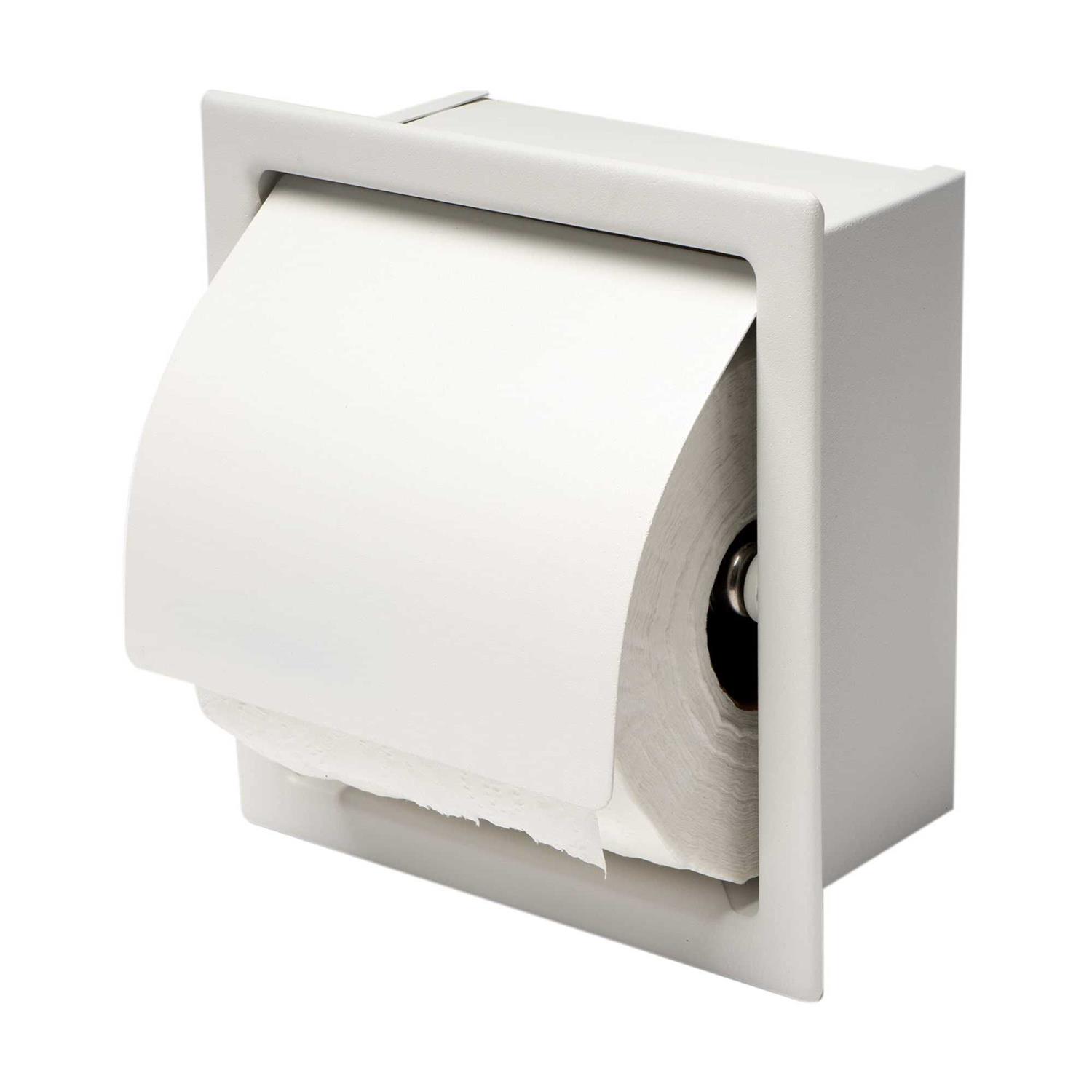 ALFI Brand ABTPC77-W Stainless Steel Recessed Toilet Paper Holder with Cover Matte White