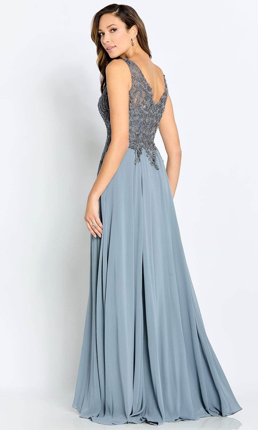 V-Neck Beaded Lace Evening Gown