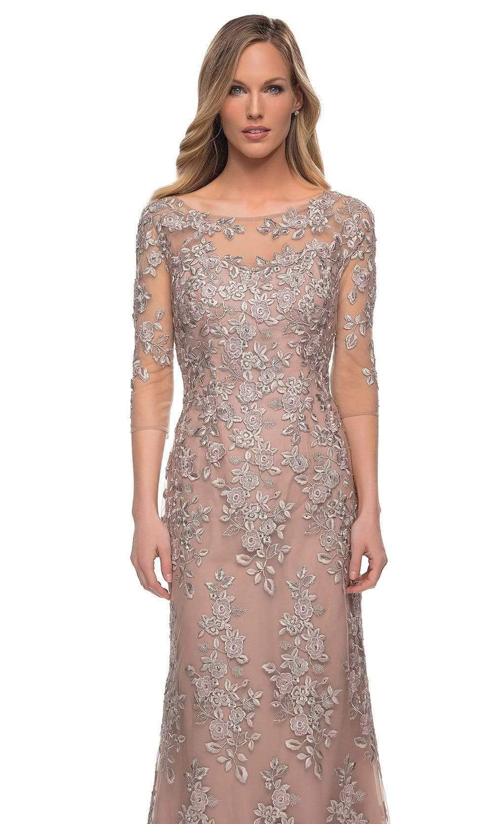 29225 Illusion Embroidered Formal Long Mother of the Bride Dress