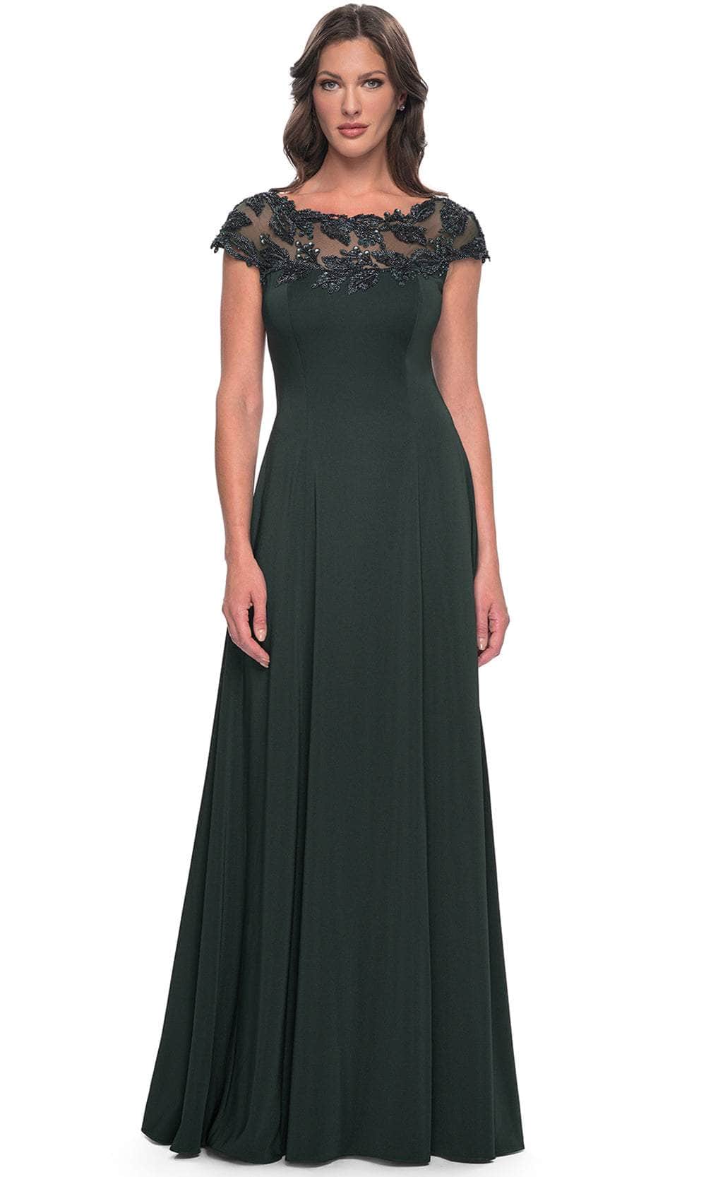 Cap Sleeve Applique Evening Dress