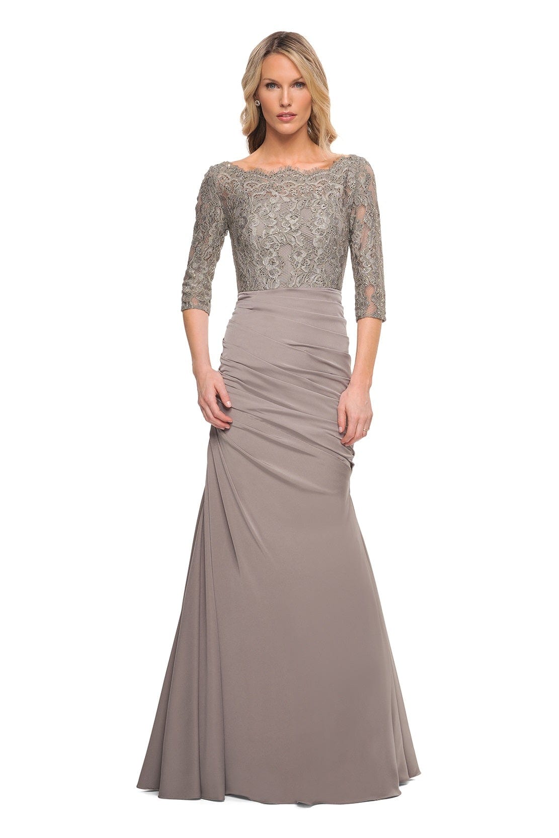24926 Off-Shoulder Ruched Mermaid Gown