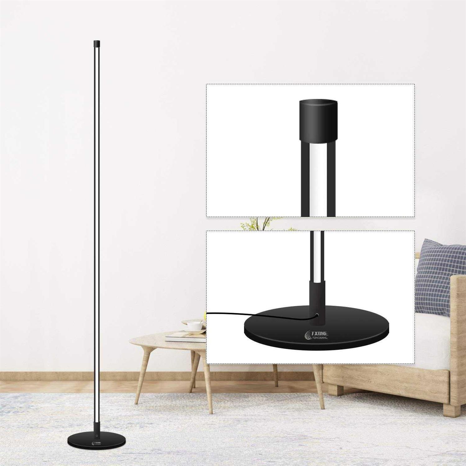 TXONE modern led standing corner lamp black decor contemporary metal floor lamp for living room bedrooms with Remote & Touch Control