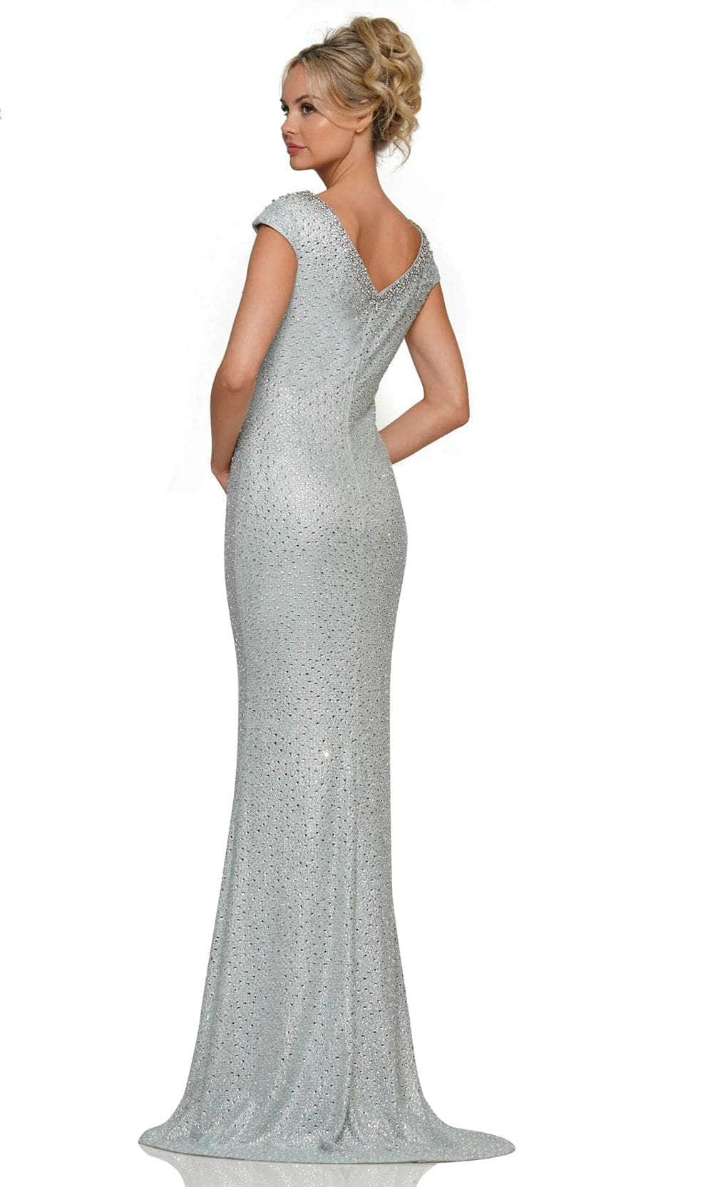 Beaded Cap Sleeve Evening Dress