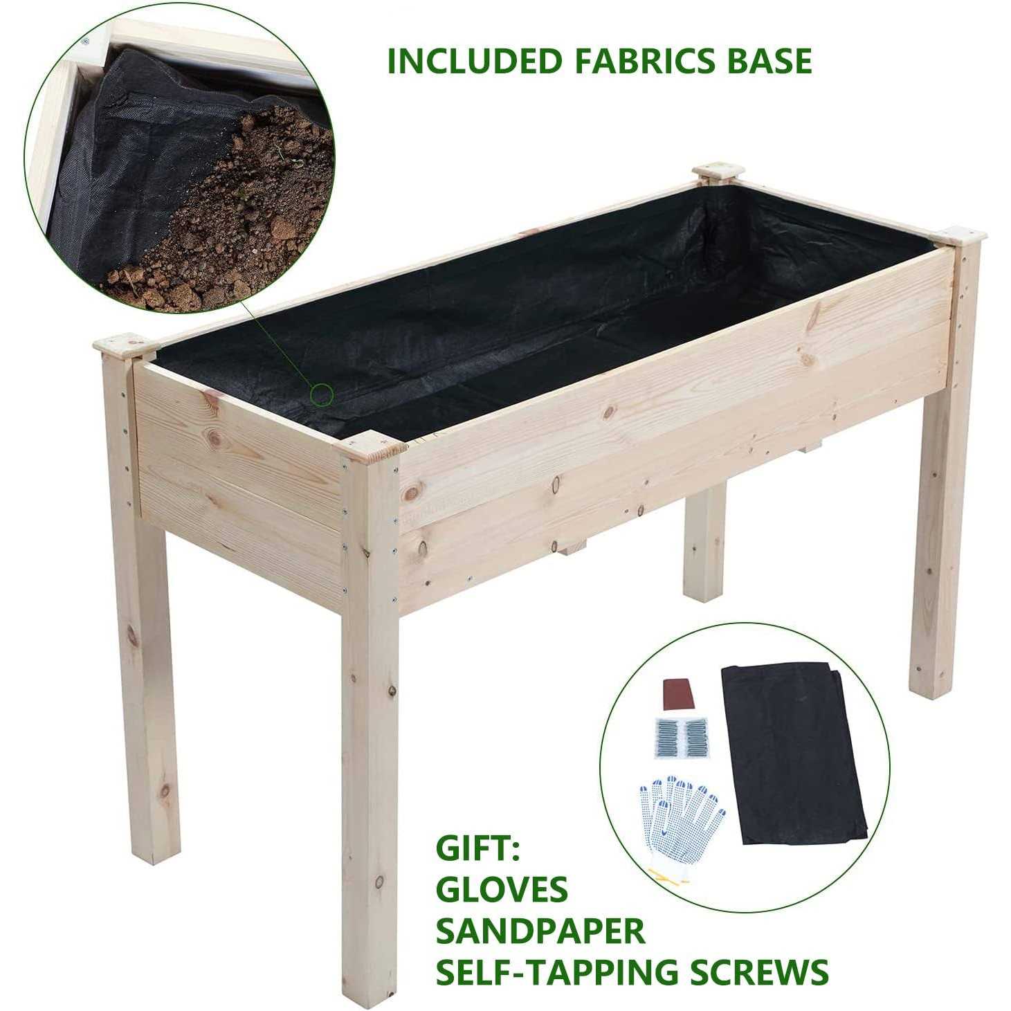 TMEE 4FT Raised Garden Bed with Legs Elevated Garden Box for Vegetable