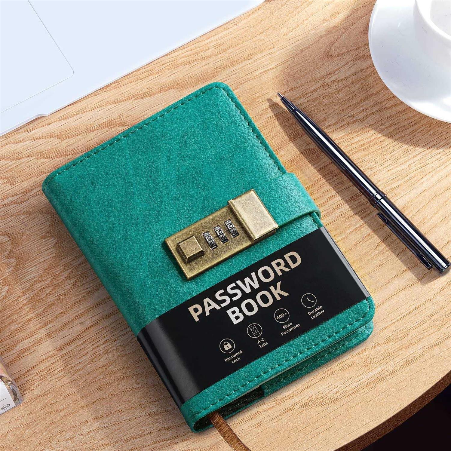 WEMATE Password Book with Lock Password Book with Alphabetical Tabs 600+ Password Spaces