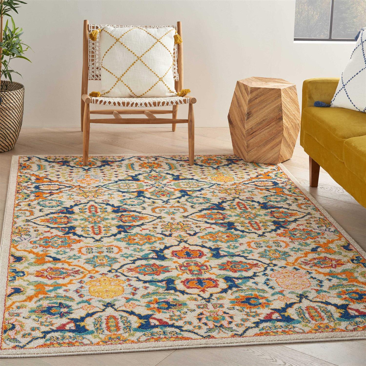 Whitingham Oriental Beige/Blue/Orange Area Rug Bungalow Rose Rug