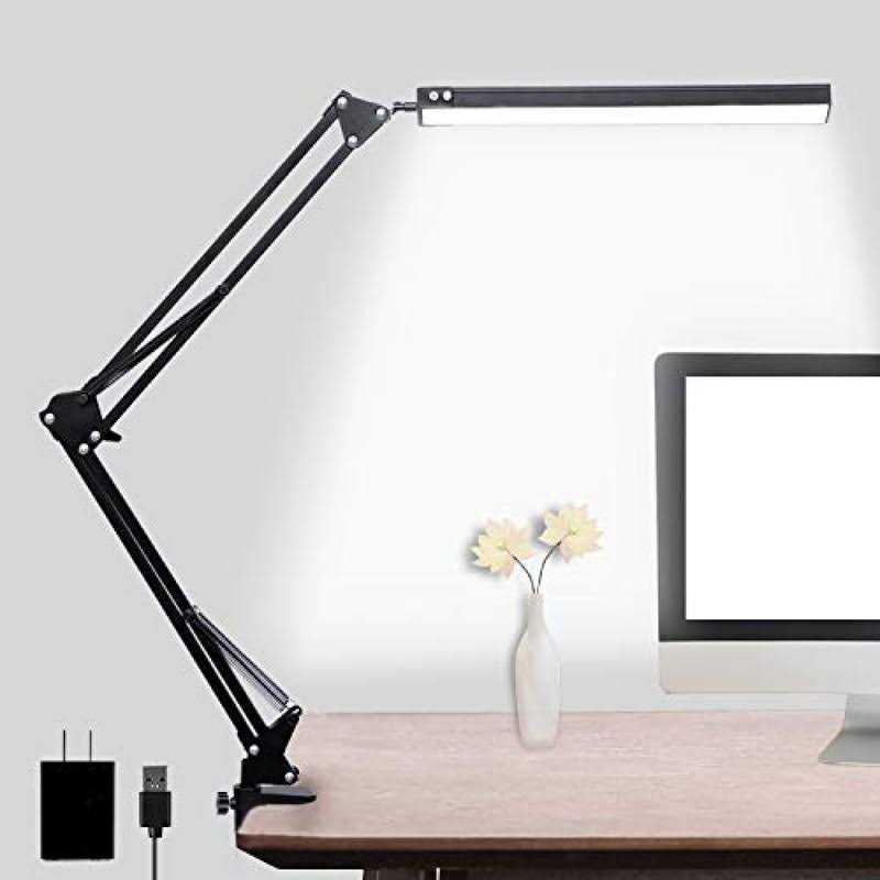 Argind Led Desk Lamp Adjustable Swing Arm Lamp with Clamp Eye-caring Reading Light