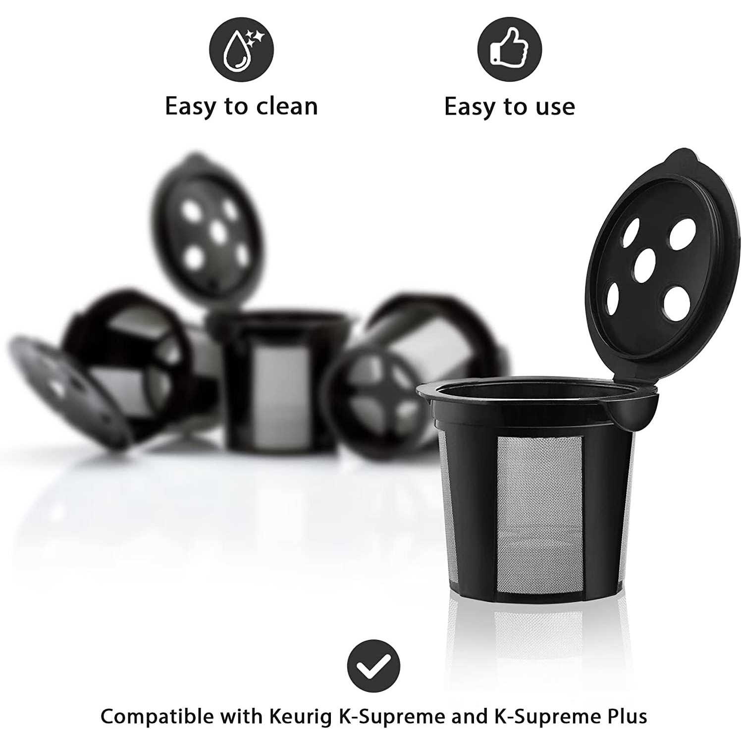 4 Reusable K Cups for Keurig K Supreme, K Supreme Plus and K Slim with Multistream Technology