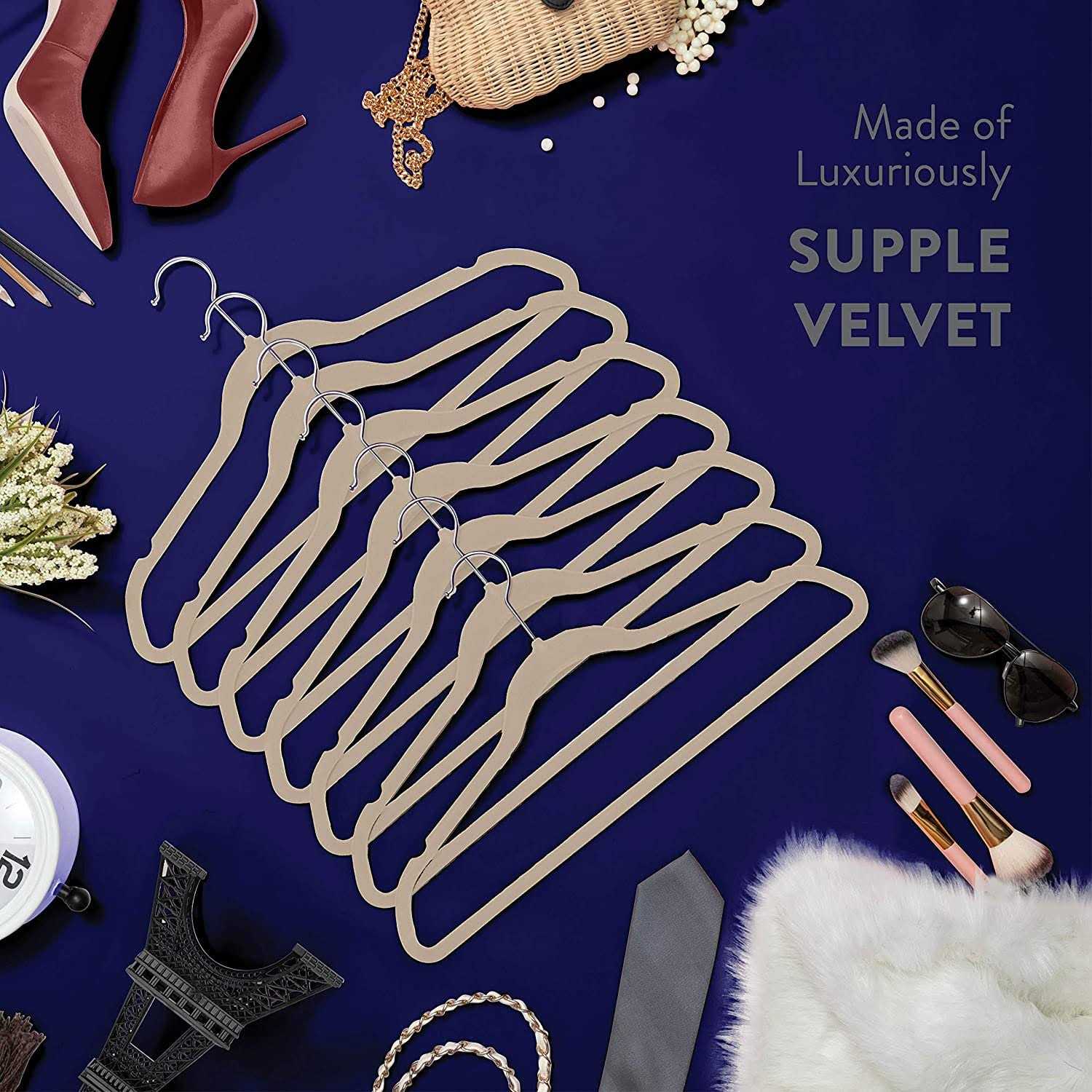 Zober Velvet Hangers Space Saving Swivel Hook Ultra Non Slip