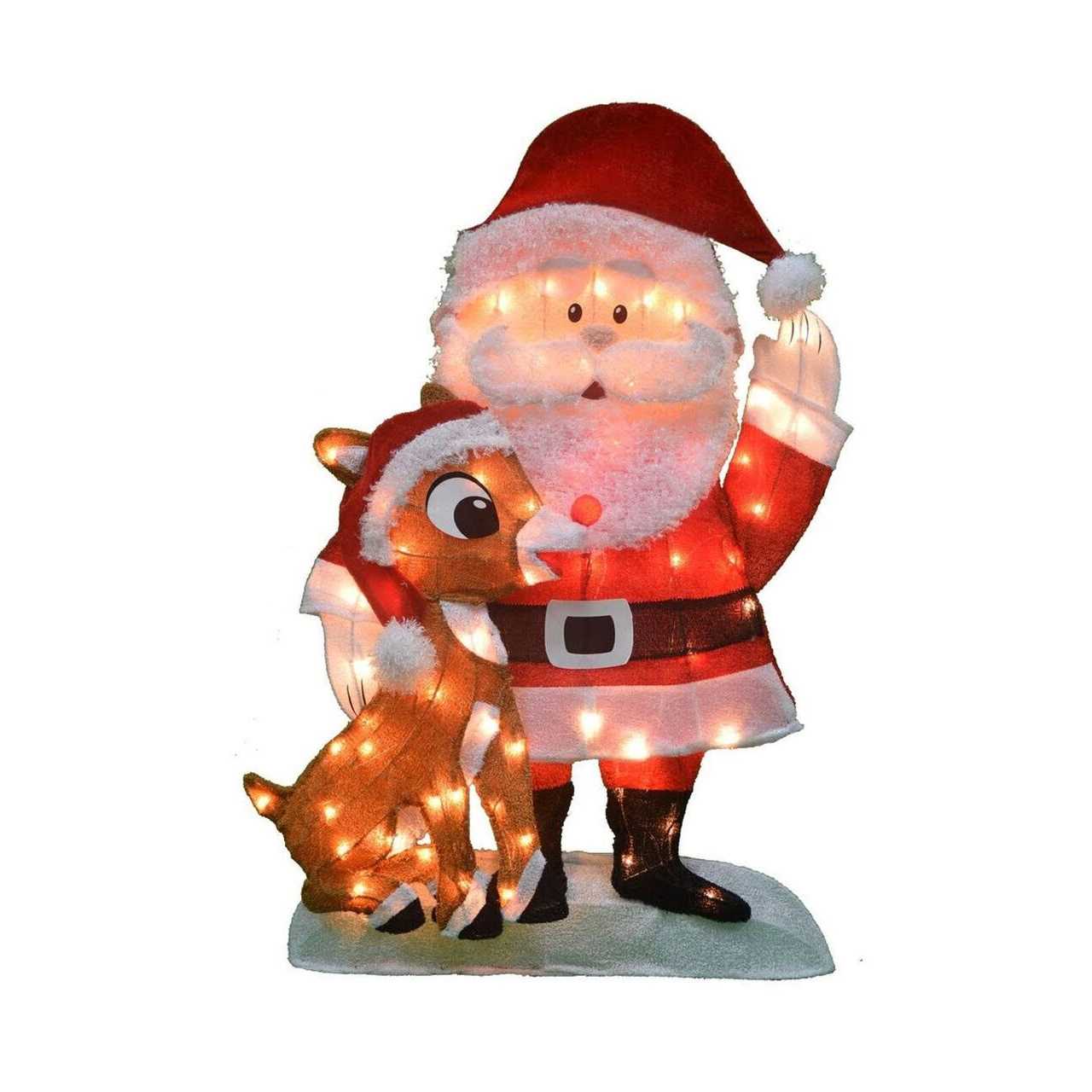 32 Pre Lit Santa & Rudolph Christmas Yard Decor
