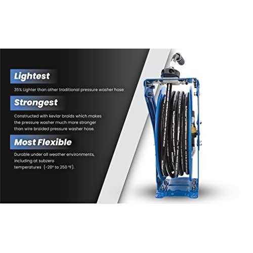 BluShield Heavy Duty Pressure Washer Hose Reel with Aramid Braided Hose PWR3850